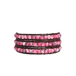 Pink Power 3 Wrap Bracelet Chocolate Leather NWT